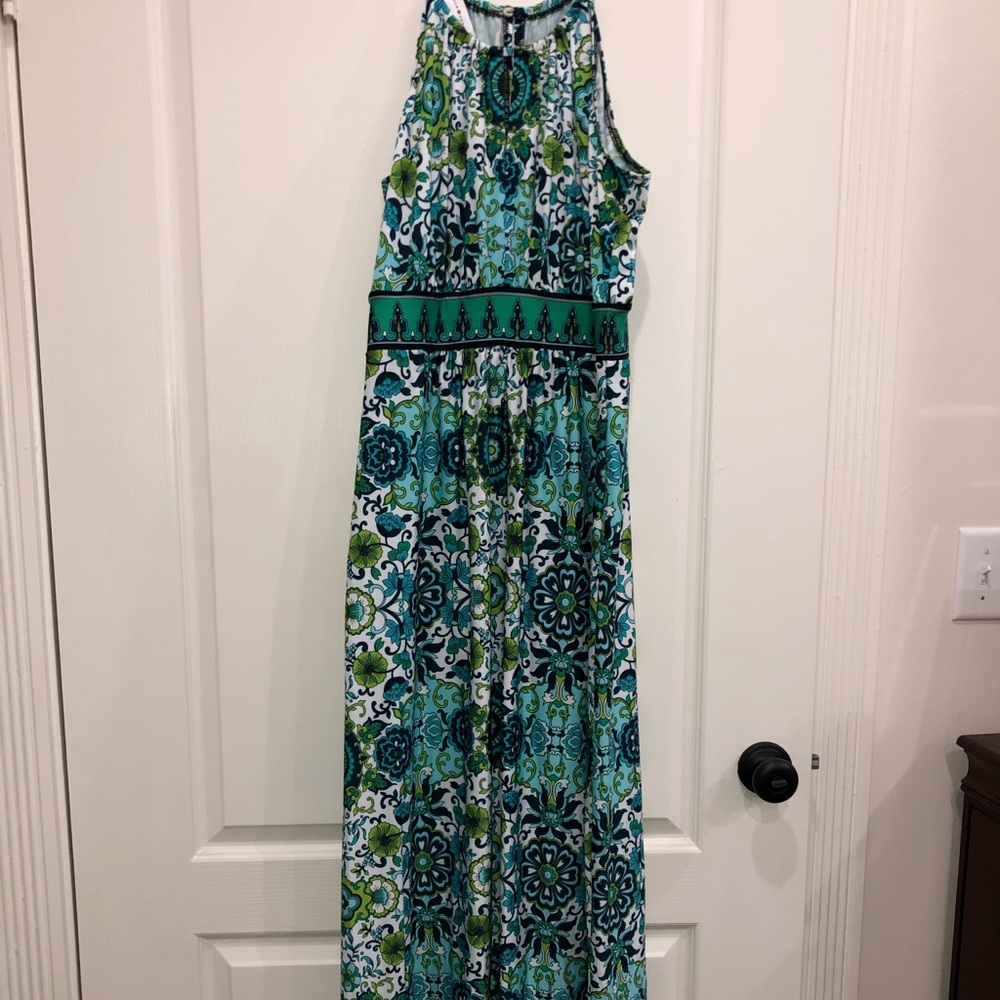 Green floral maxi dress